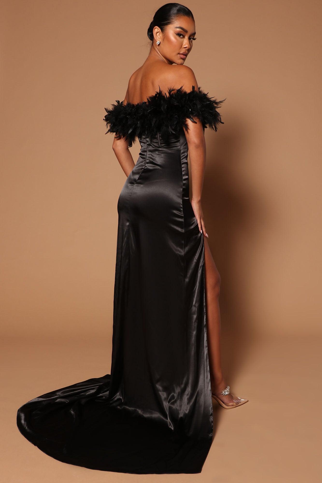 Hanalei Feather Maxi Dress - Black Product Image