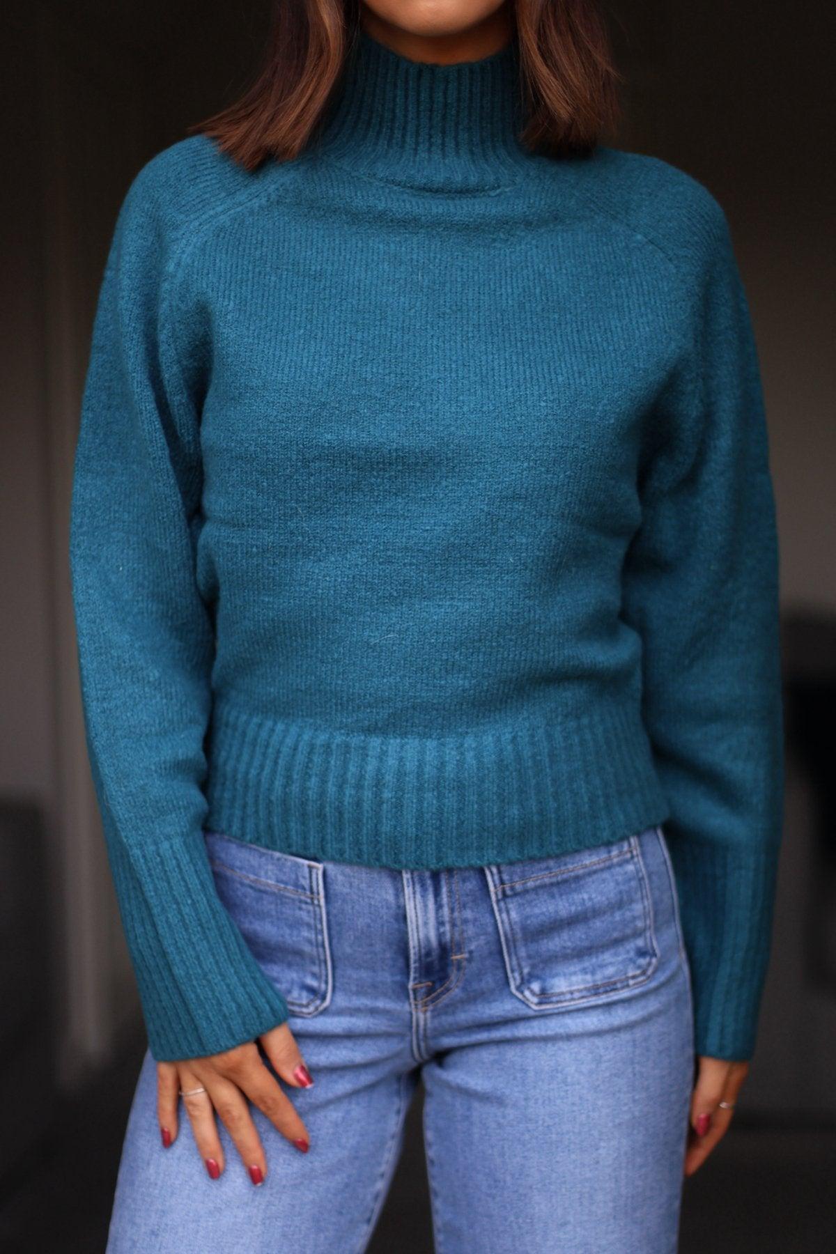 Noel Mock Neck Sweater - Dark Teal - FINAL SALE Product Image