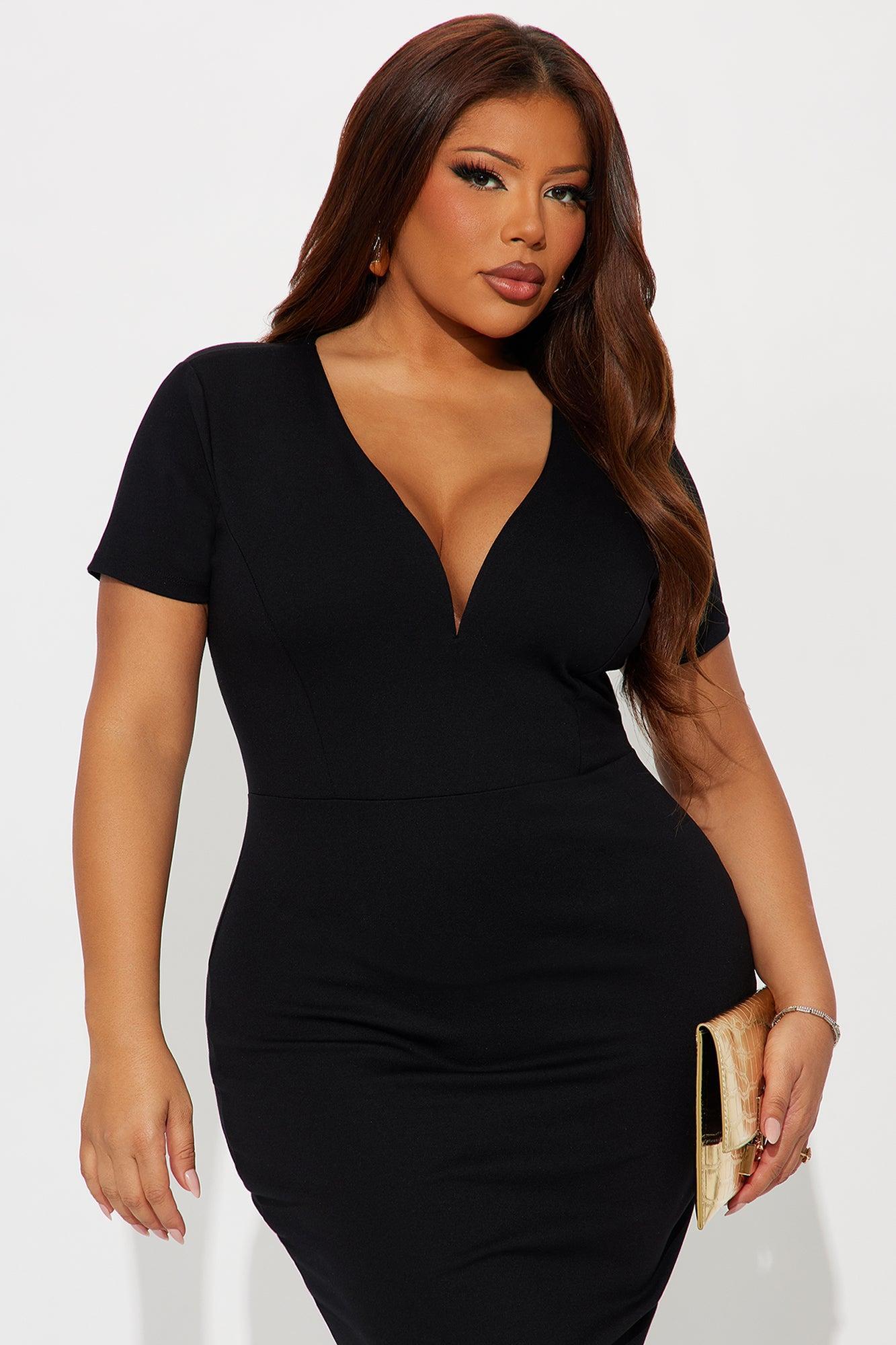 Get To Work Body Sculpt Ponte Midi Dress - Black Product Image