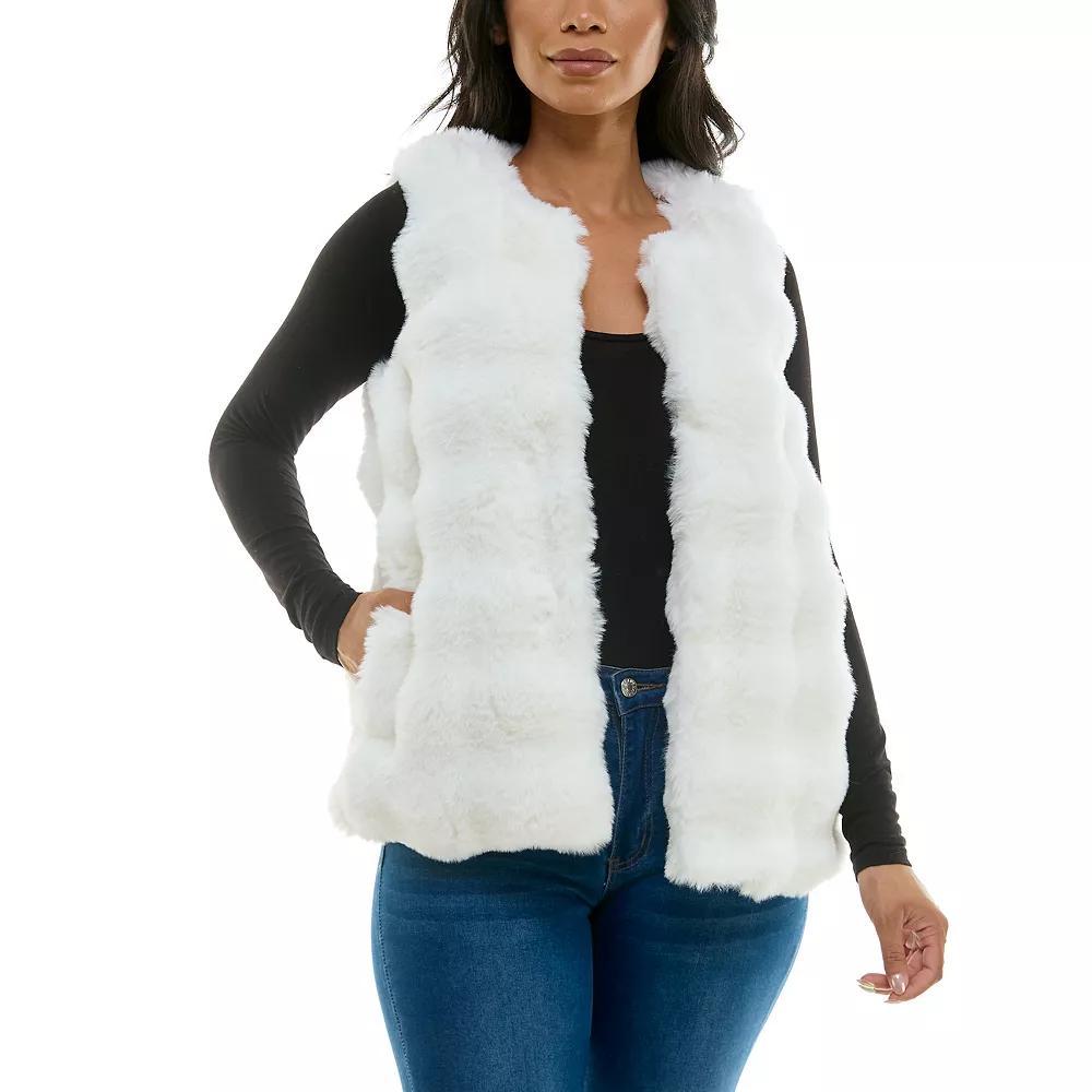 Women's Nina Leonard Collared Faux Fur Vest, Size: XL, Deep Grey Product Image