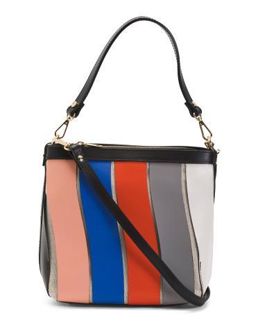 Leather Woven Color Block Panels Hobo for Women | Leather/Metal Product Image