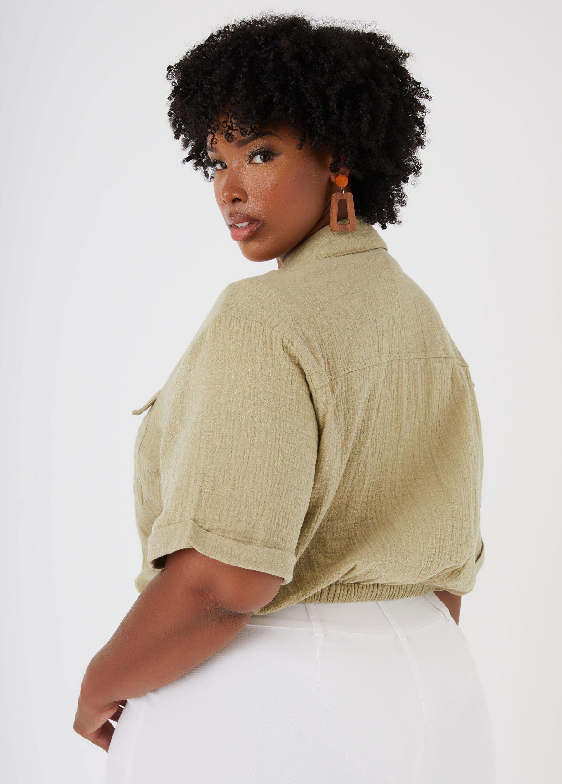Plus Size Cotton Gauze Shorts Ashley Stewart Product Image