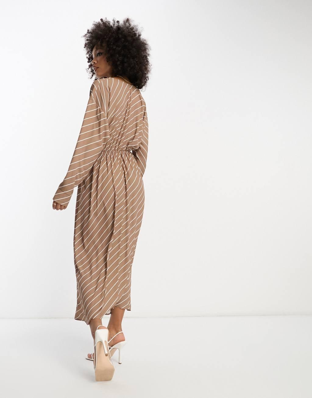 ASOS DESIGN cut out waist long sleeve midi dress Product Image