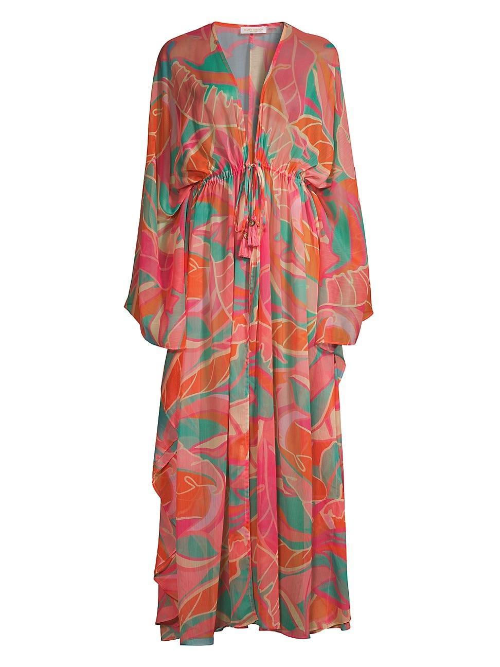 Womens Austin Palm-Print Caftan Cover-Up Dress Product Image