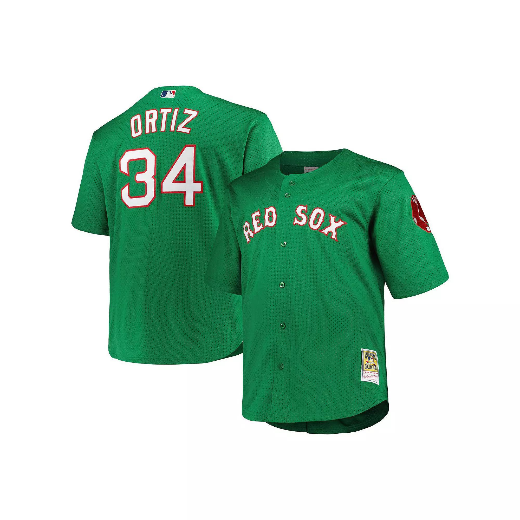 Men's Mitchell & Ness David Ortiz Kelly Green Boston Red Sox Big & Tall Cooperstown Collection Mesh Batting Practice Jersey, Size: 5XB Product Image