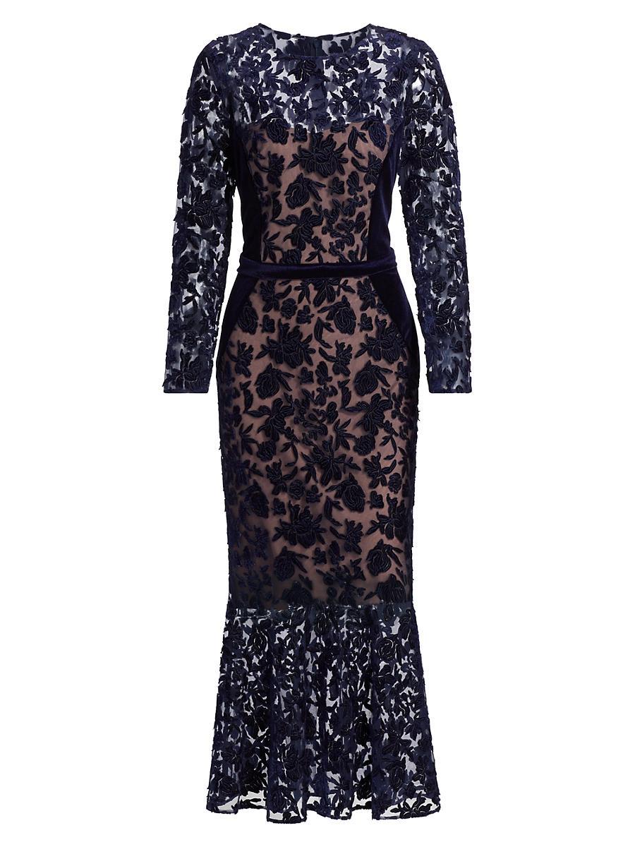 Womens Velvet Lace Cocktail Dress Product Image