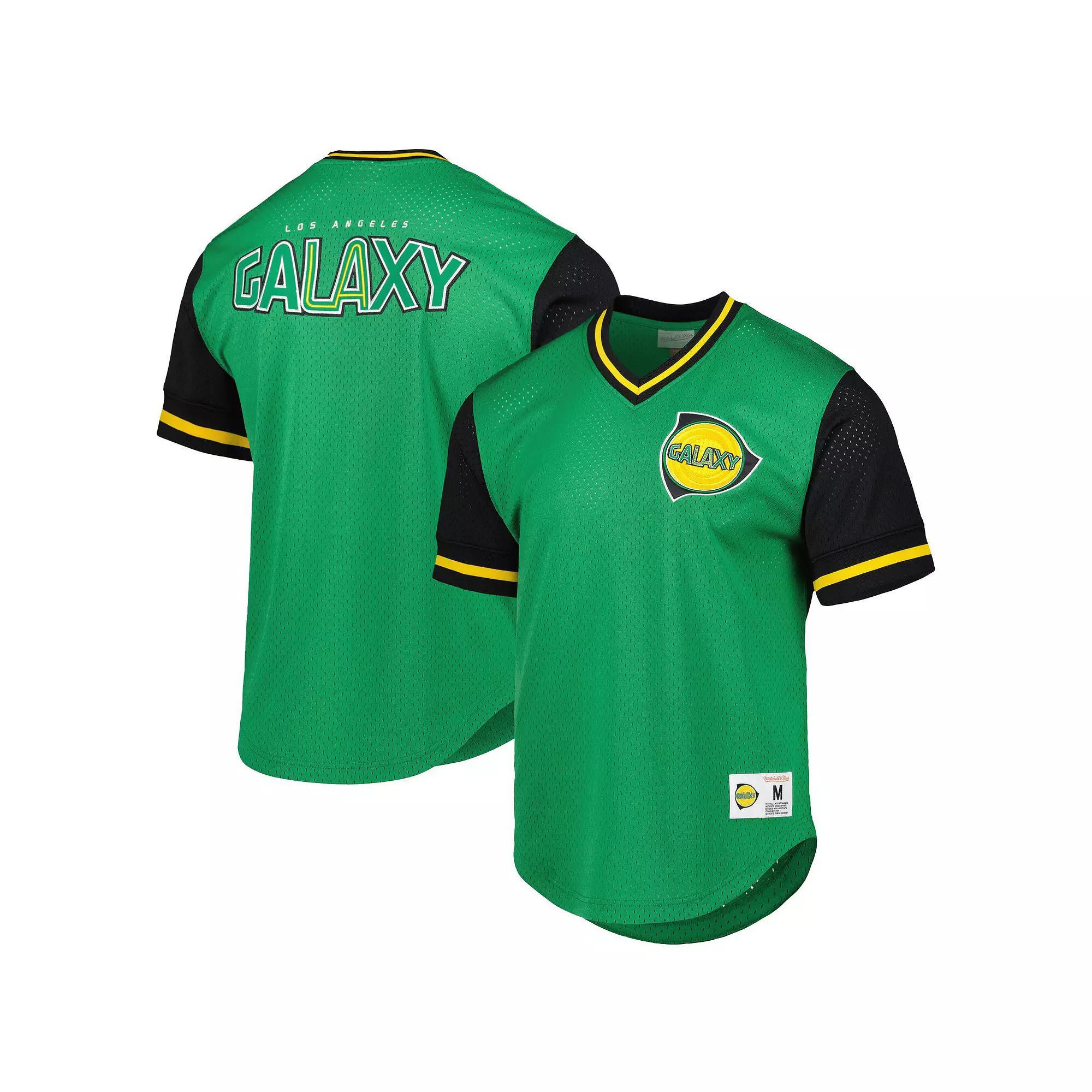 Men's Mitchell & Ness Green LA Galaxy Mesh V-Neck T-Shirt, Size: 2XL Product Image