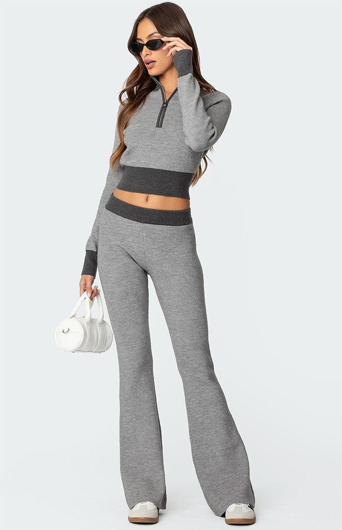 Edikted Women's Lei Contrast Half Zip Knit Top Product Image