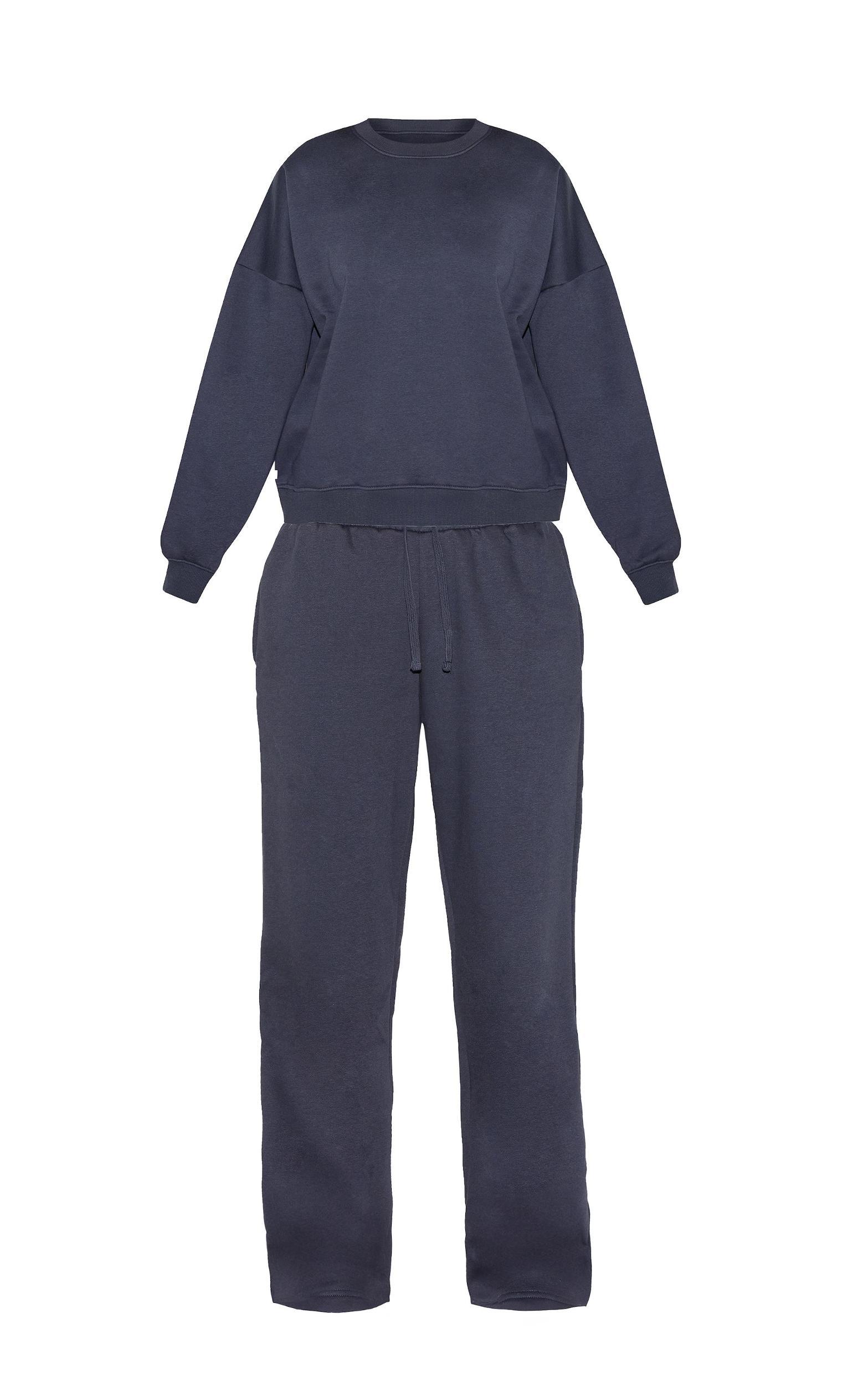 Navy Oversized Sweatshirt Tracksuit Set Product Image