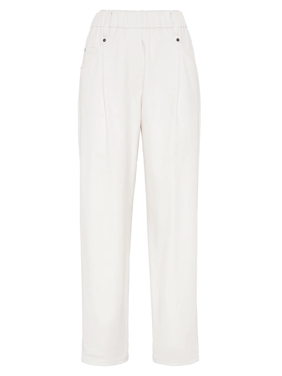 Womens Stretch Cotton Cover Baggy Pull-On Trousers Product Image