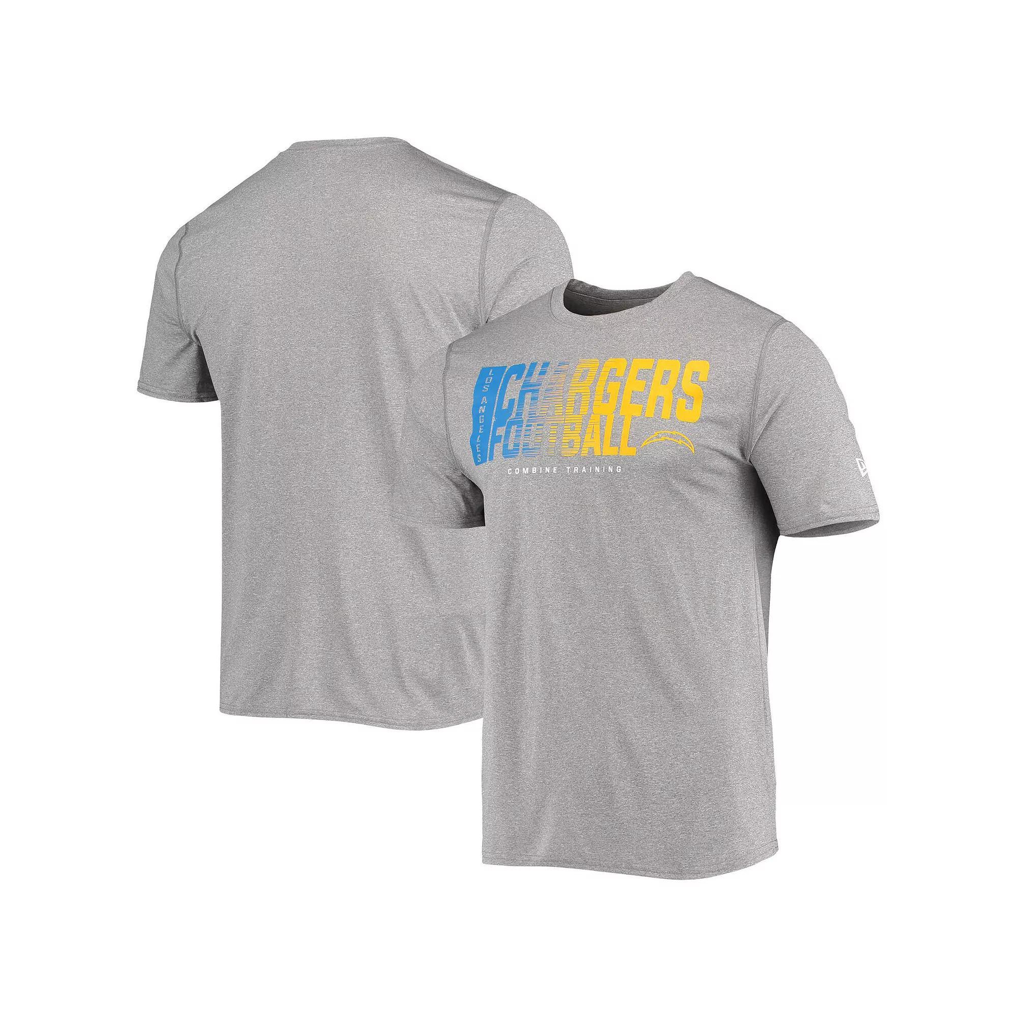 Mens New Era Heathered Gray Los Angeles Chargers Combine Authentic Game On T-Shirt Product Image