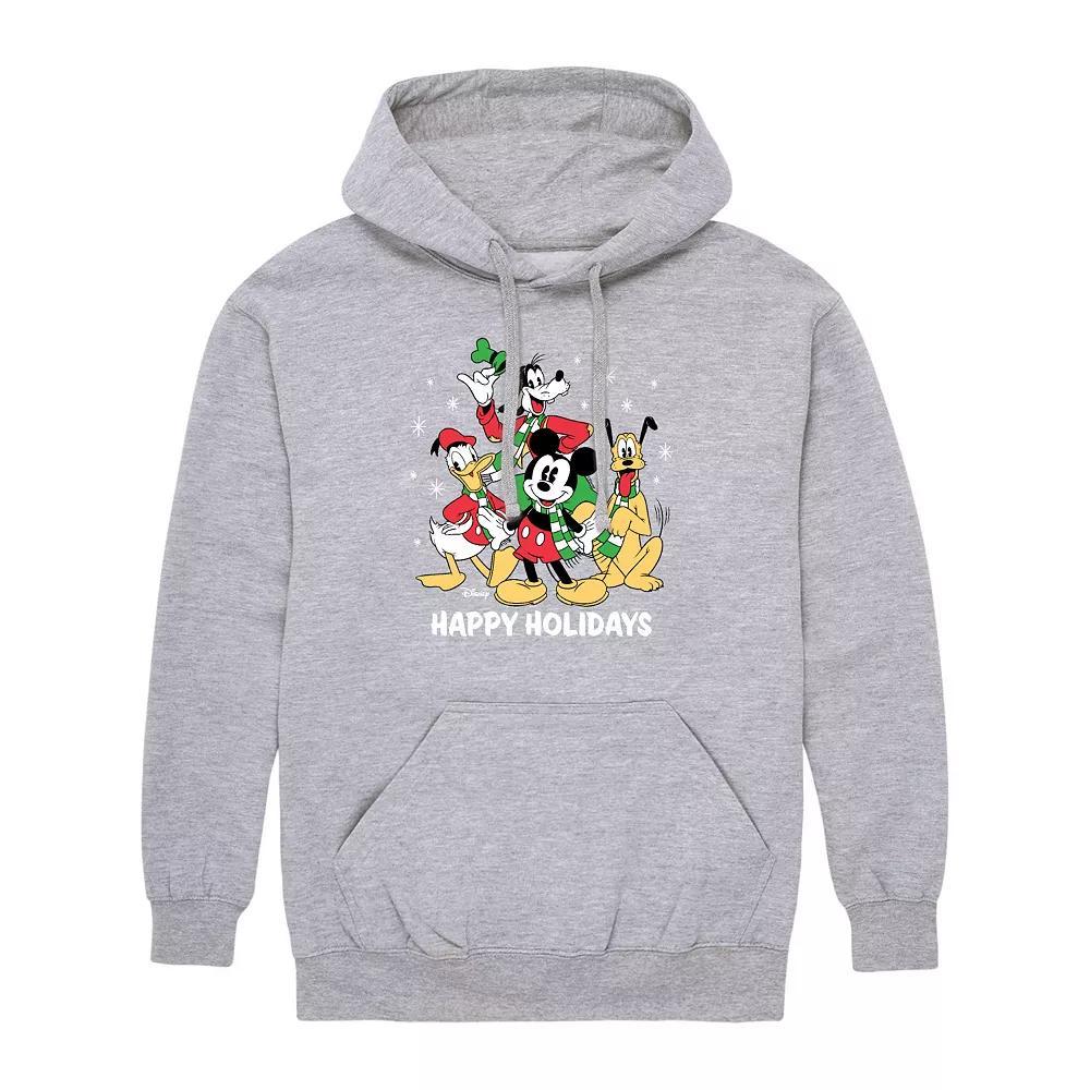 Disney's Mickey Mouse & Friends Men's Happy Holidays Graphic Hoodie, Size: Large, Grey Gray Product Image