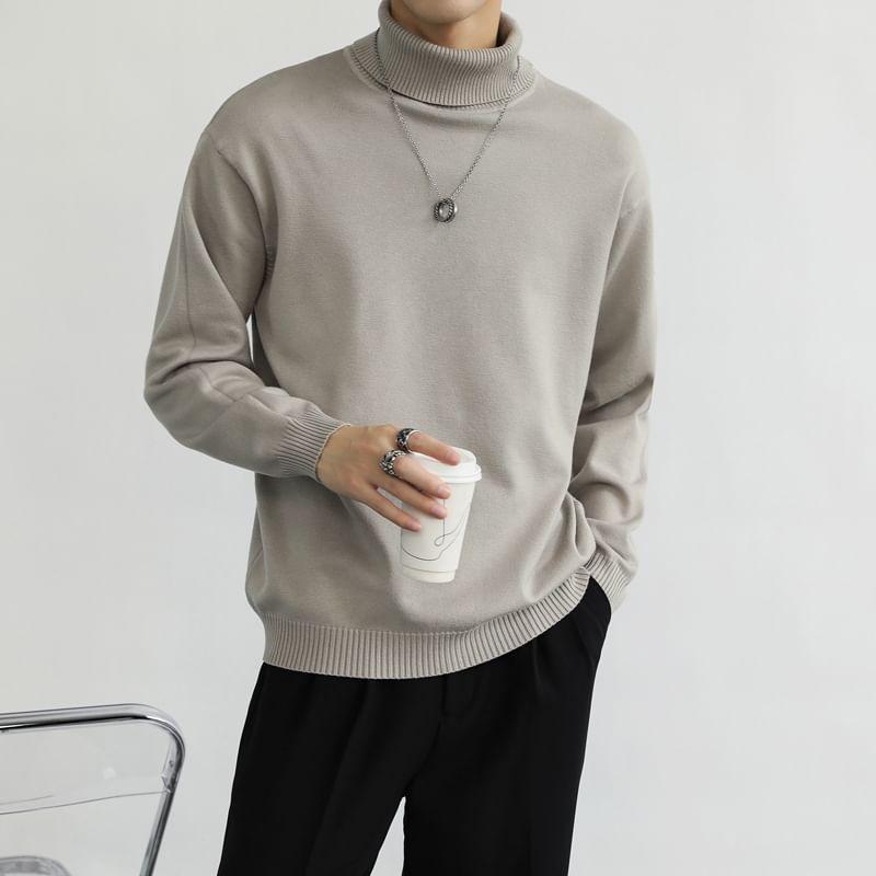 Long-Sleeve Turtleneck Knit Top Product Image
