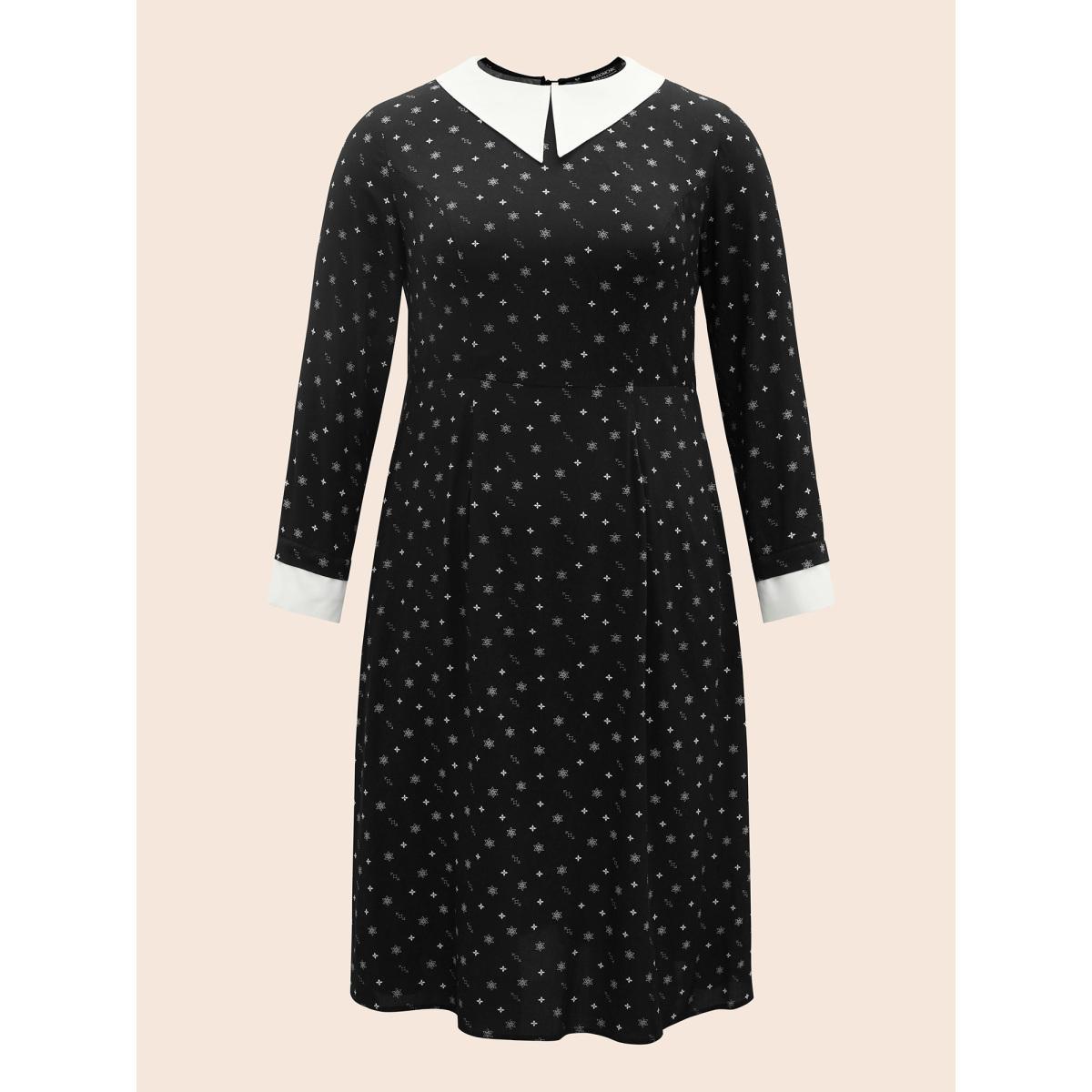 Plus Size Dark Whispers A-line Midi Dress Black Women Cocktail Contrast Party Curvy Bloomchic 26/4X Product Image