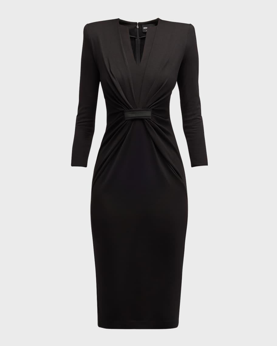 Draped Milano Stitch Midi Dress Product Image