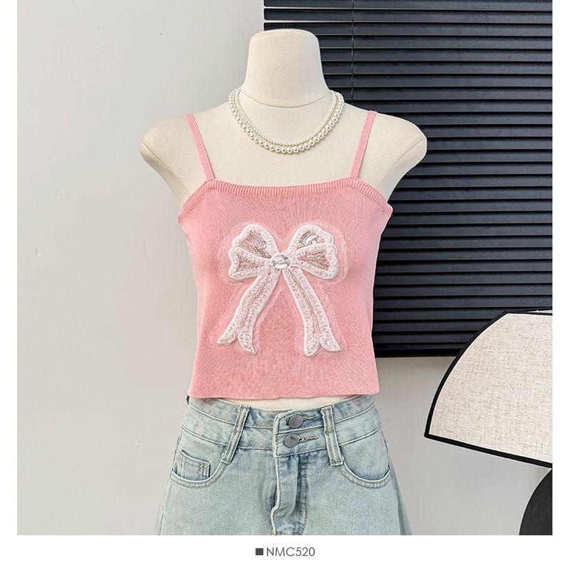 Bow-Accent Spaghetti-Strap Camisole Top Product Image
