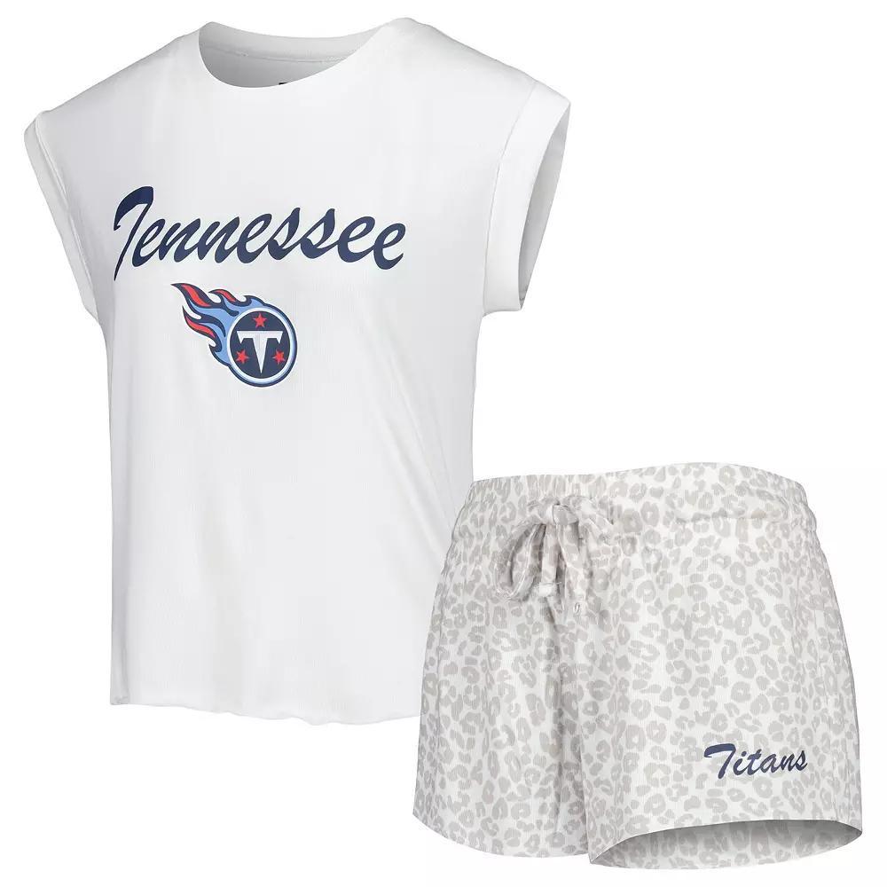 Women's Concepts Sport White/Cream Tennessee Titans Montana Knit T-Shirt & Shorts Sleep Set, Size: Medium Product Image