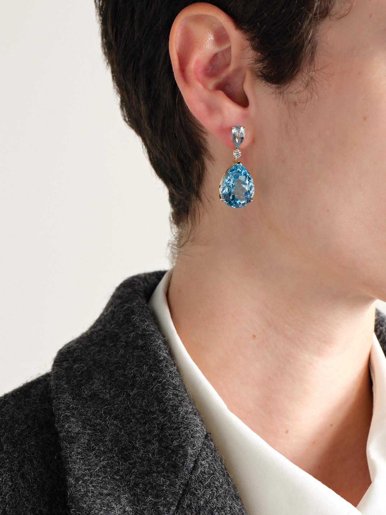MATEO Sophia 14-karat Gold, Topaz And Diamond Earrings In Blue Product Image