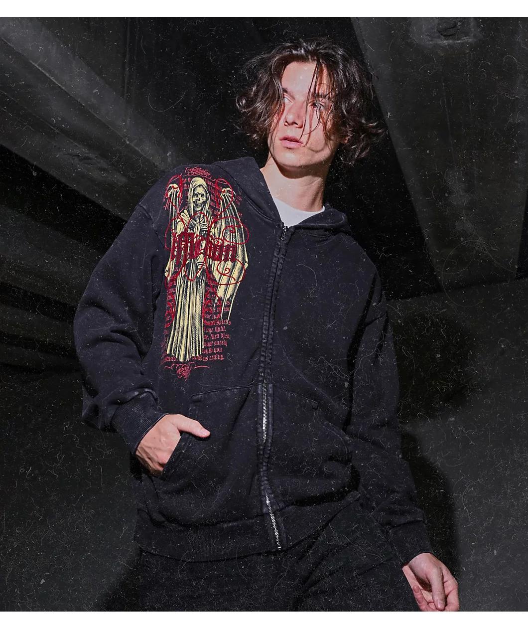 Affliction Prayer Black Wash Zip Hoodie Product Image