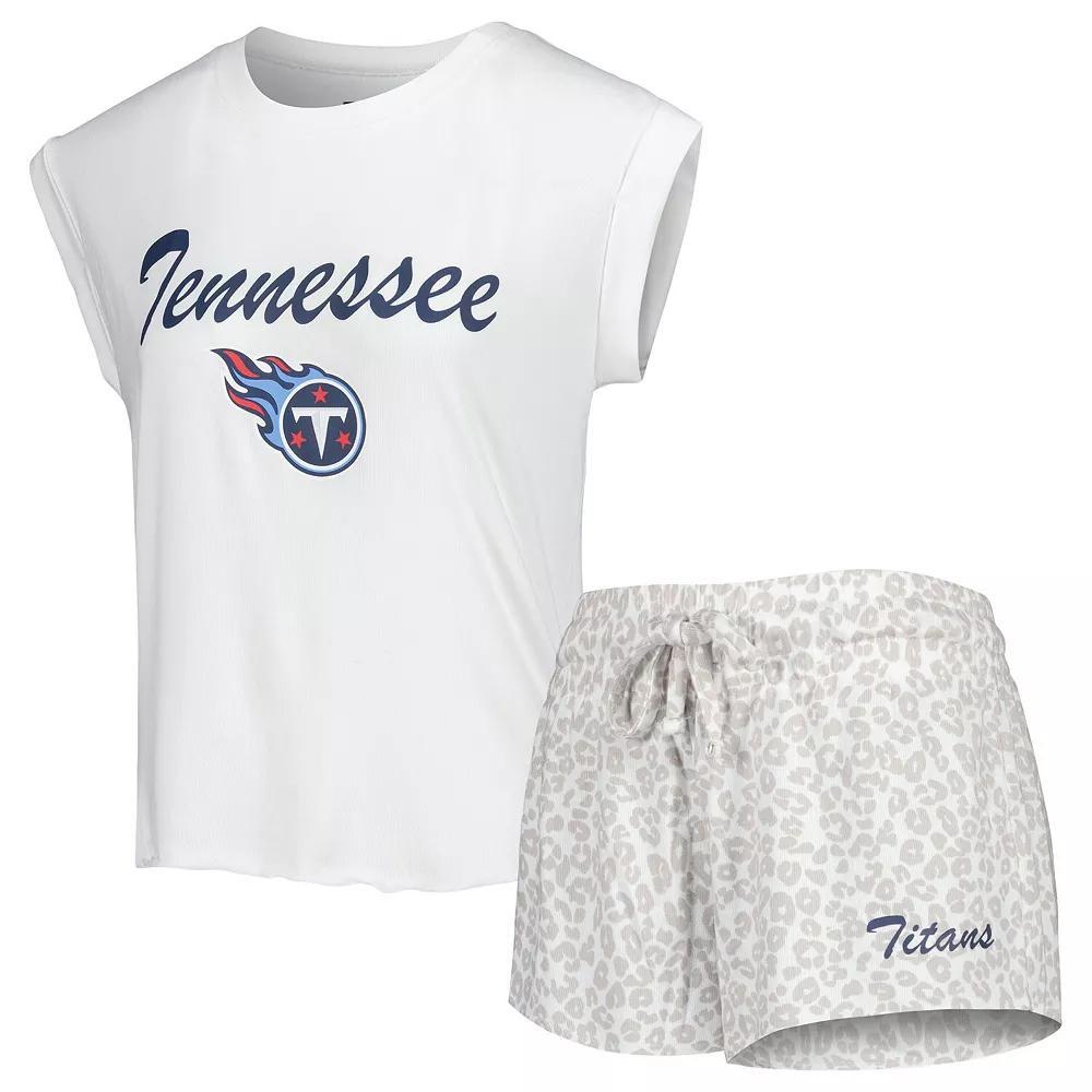 Women's Concepts Sport White/Cream Tennessee Titans Montana Knit T-Shirt & Shorts Sleep Set, Size: Medium Product Image