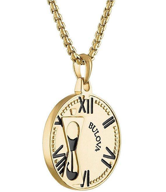 Bulova Men's Gold Tone Sterling Silver Long Double Sided Pendant Necklace Product Image