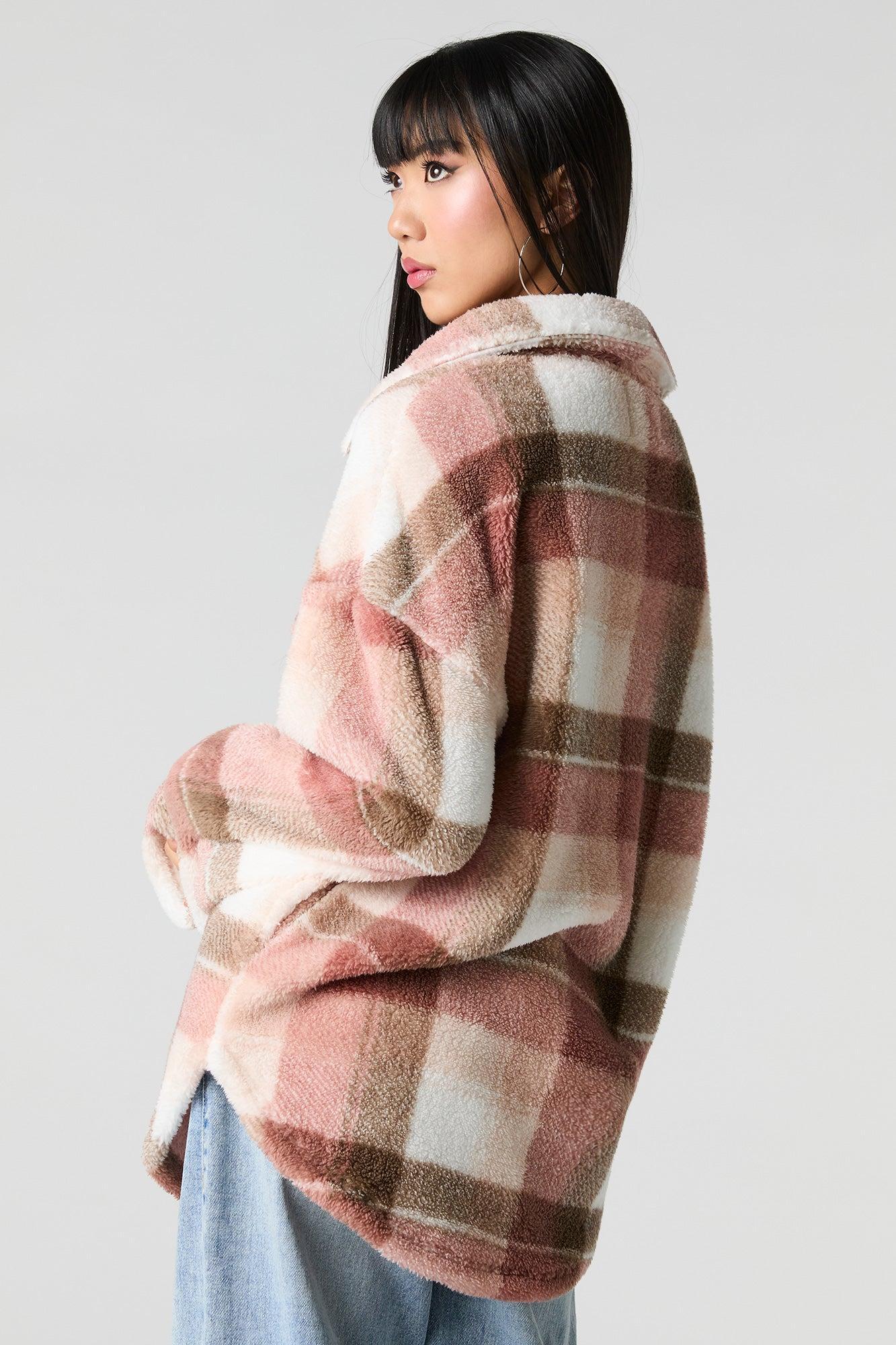 Sherpa Plaid Shacket Female Product Image