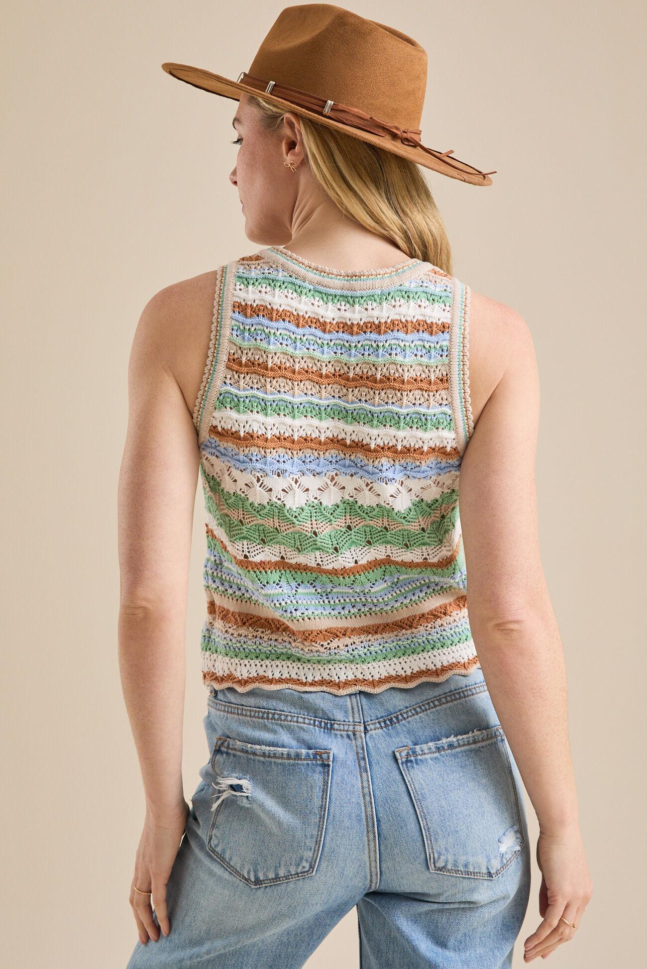 Bailee Striped Crochet Tank Product Image