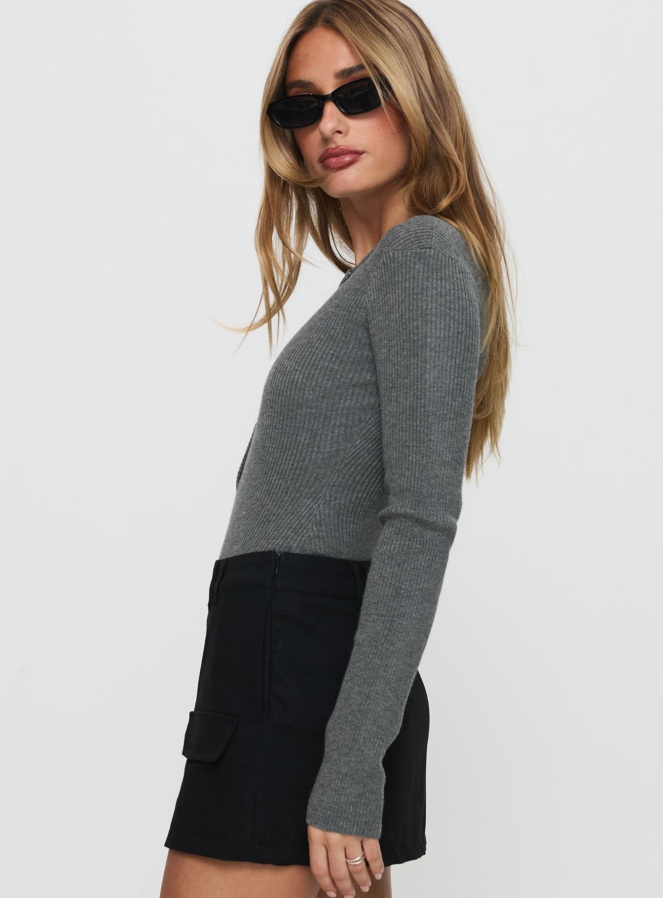 Kerra Long Sleeve Bodysuit Charcoal Product Image