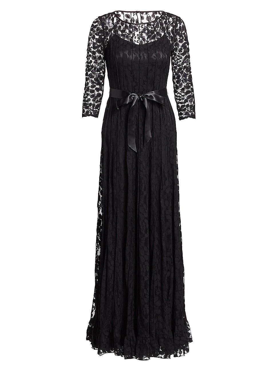 3/4-Sleeve Lace Overlay Gown Product Image