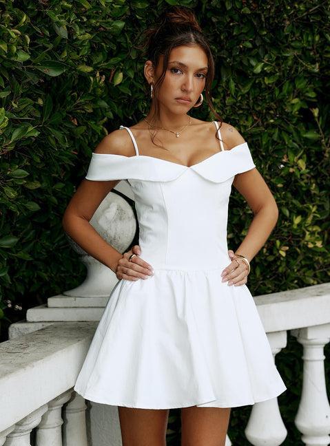 Streetlights Off Shoulder Mini Dress White Product Image