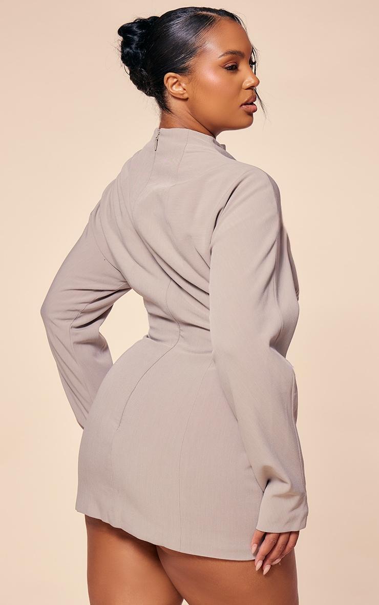 PLT Label Plus Taupe Batwing Sleeved Cinched Waist Bodycon Dress Product Image