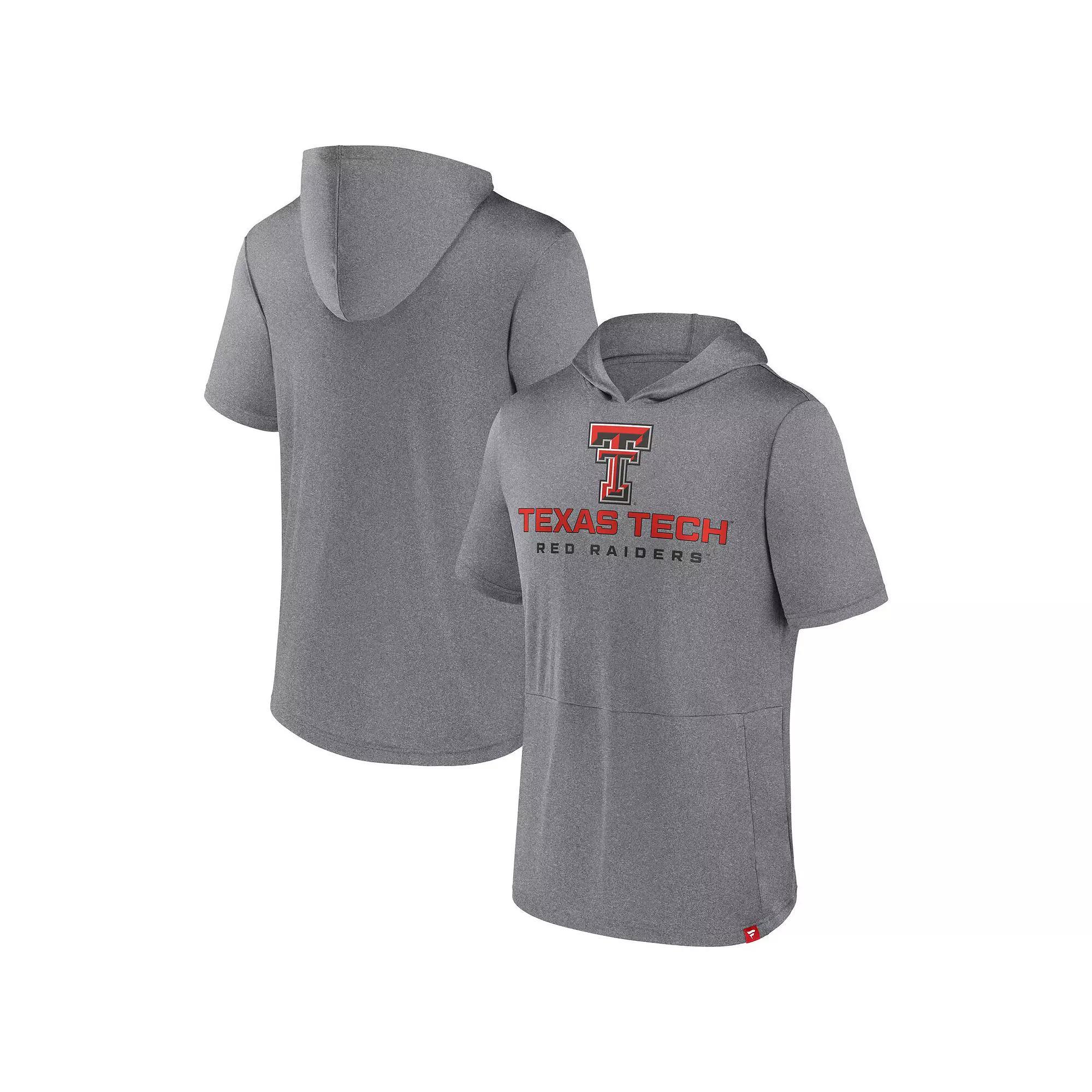 Men's Fanatics Branded Heather Gray Texas Tech Red Raiders Modern Stack Hoodie T-Shirt, Size: Large, Grey Product Image