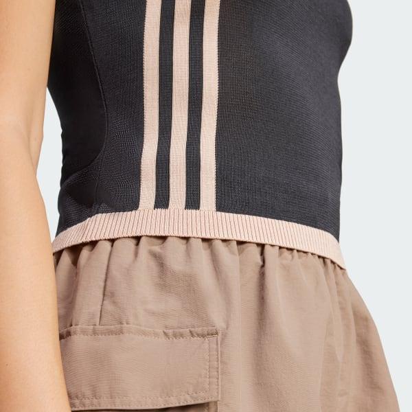 adidas Knitted 3-Stripes Short Tee Black XS Womens Product Image