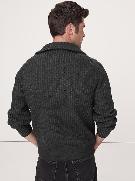 Ribbed Merino Half-Zip Sweater Product Image