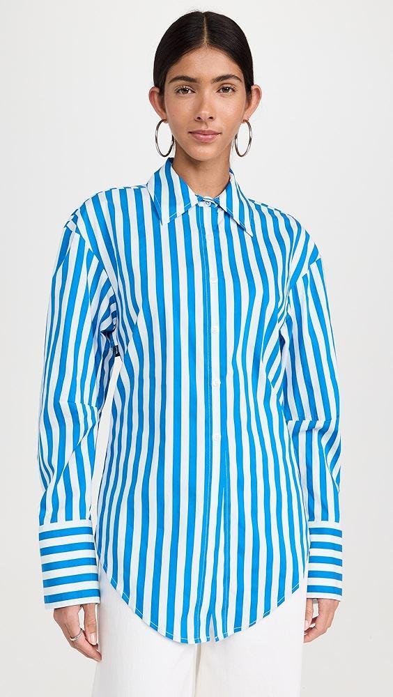 SIMONMILLER Loch Striped Poplin Button Up Top | Shopbop Product Image