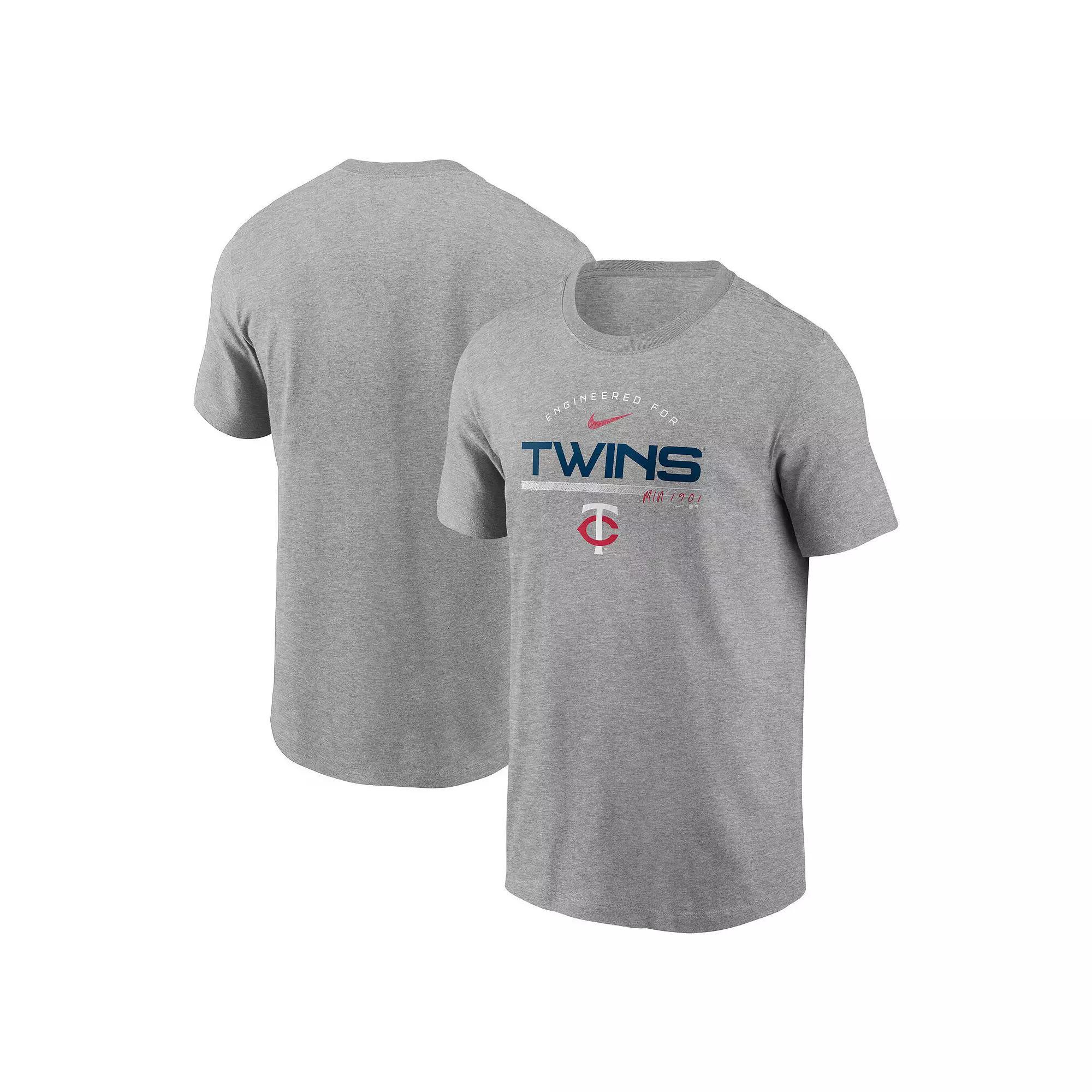 Men's Nike Heather Gray Minnesota Twins Team Engineered Performance T-Shirt, Size: Small, Grey Product Image