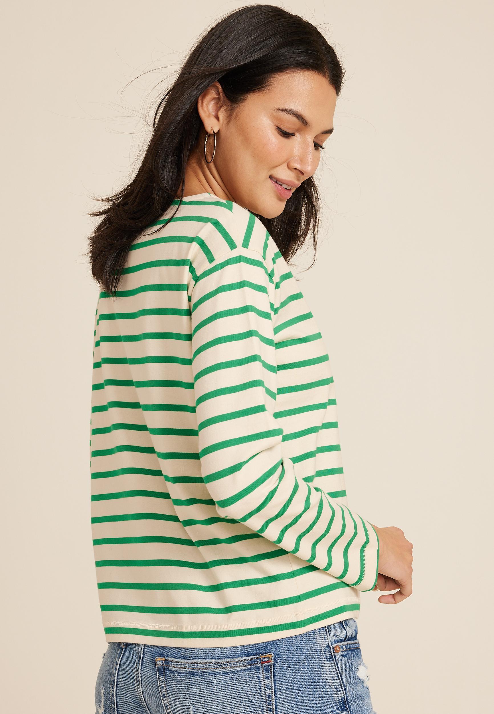 Maurices Womens X Small Size Marina Striped Mixer Tee Blue Product Image