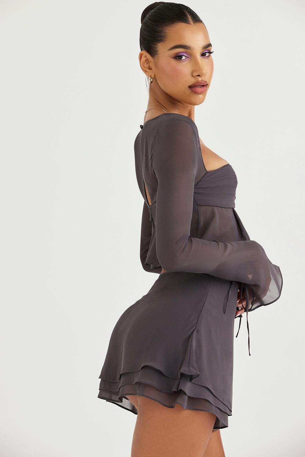 Athena  shadow long sleeve floaty top Product Image