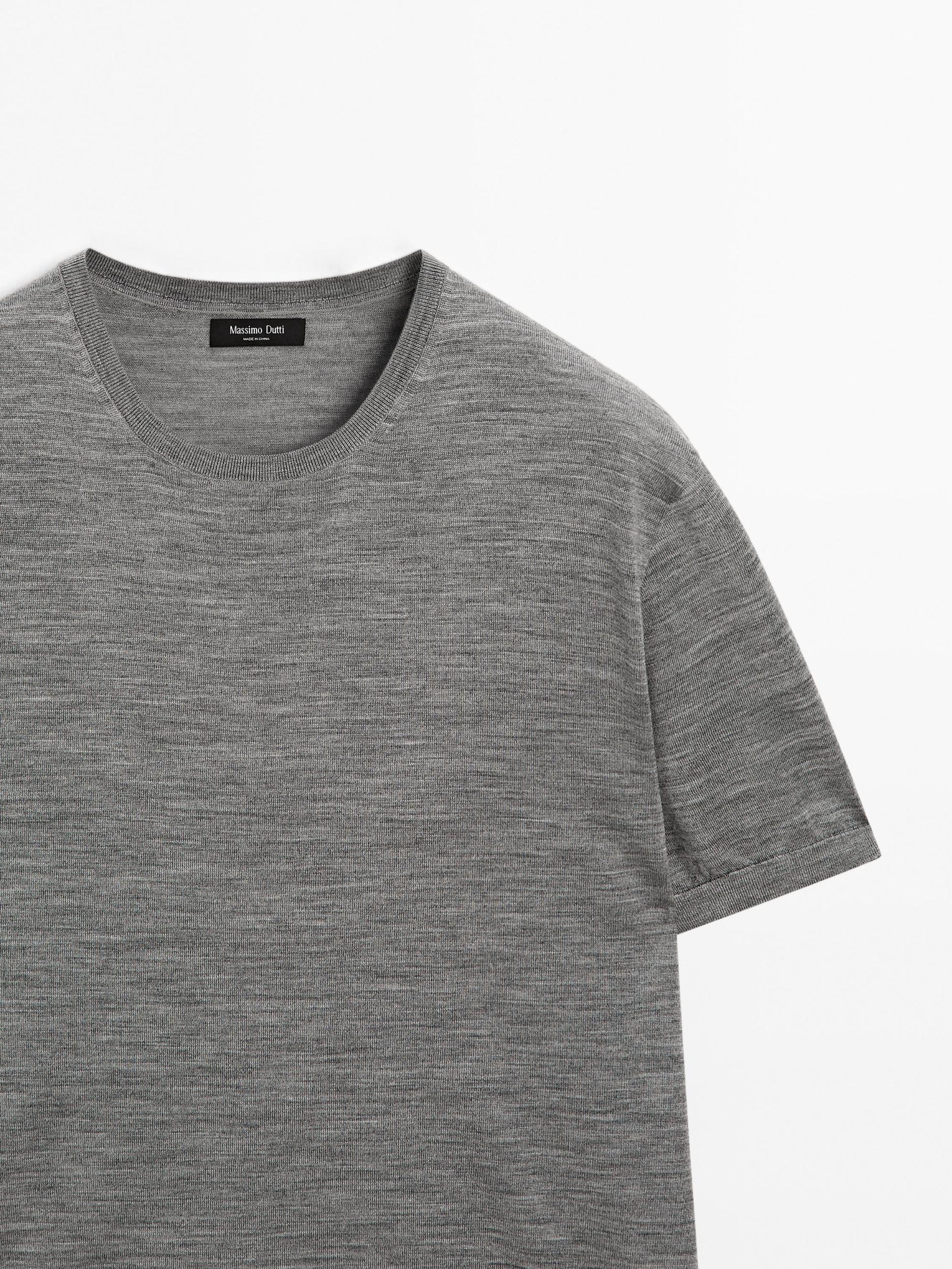 Short sleeve knit wool blend T-shirt Product Image