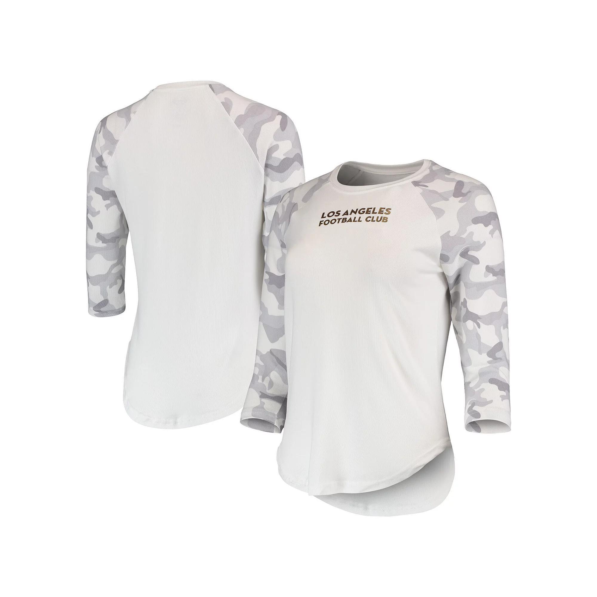 Women's Concepts Sport White/Gray LAFC Composite 3/4-Sleeve Raglan Top, Size: Medium, Lfc White Product Image