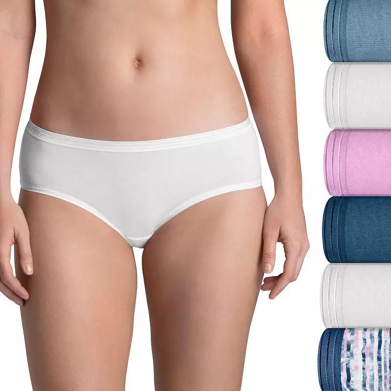 Women's Fruit of the Loom® Signature 6-pack Ultra Soft Hipster Panty Set 6DUSKHP, Size: 5, Sweet Ivory Asst Product Image