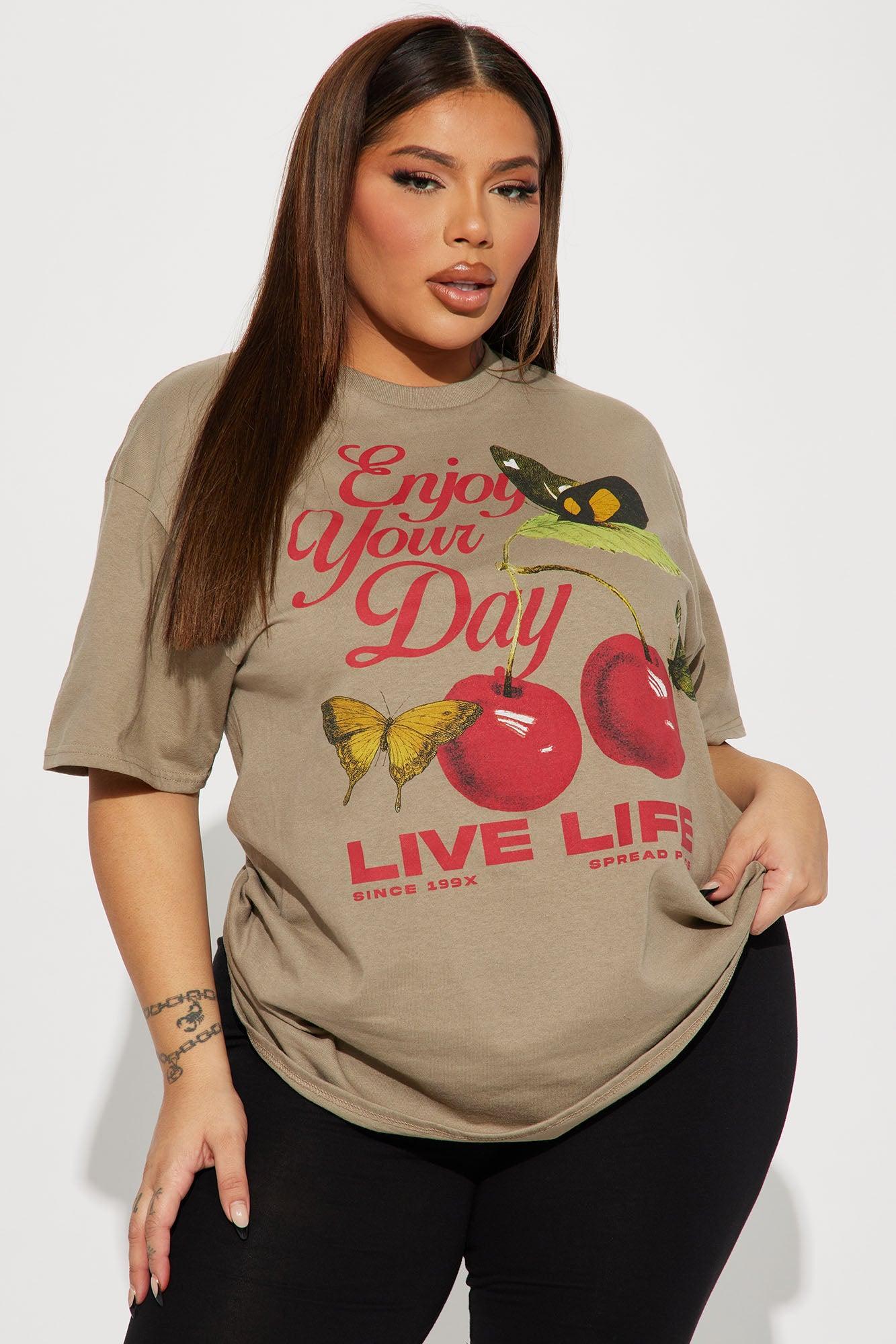 Enjoy Your Day Graphic Tee - Taupe Product Image