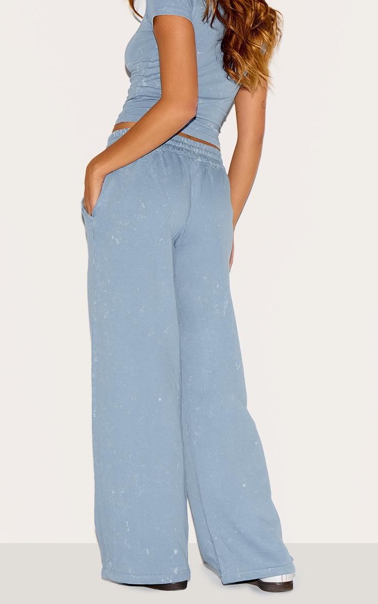  Blue Washed Low Rise Oversized Wide Leg Sweatpants Product Image