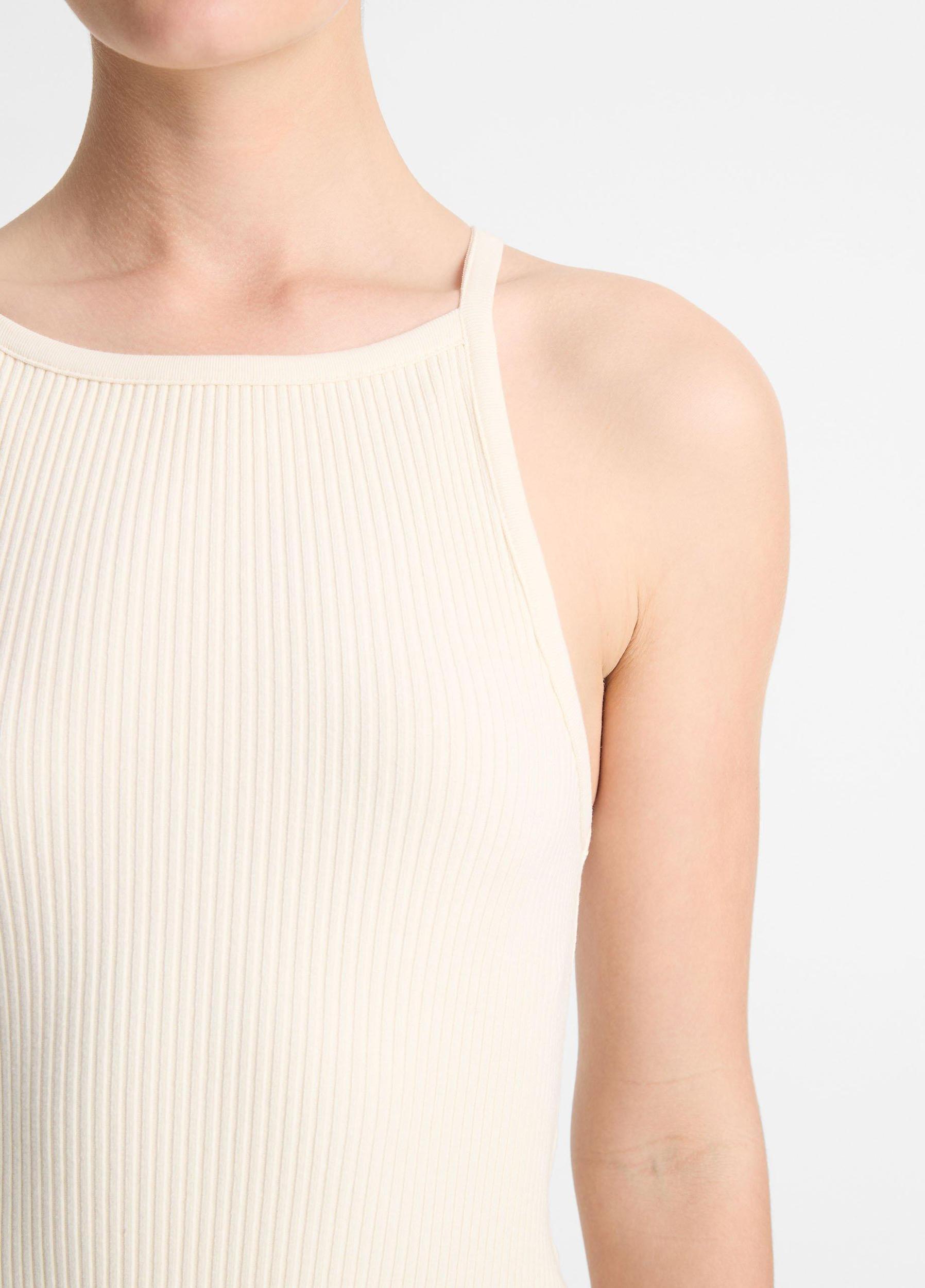 Womens Cotton-Blend Ribbed High-Neck Tank Dress, Black, Size XS Vince Product Image