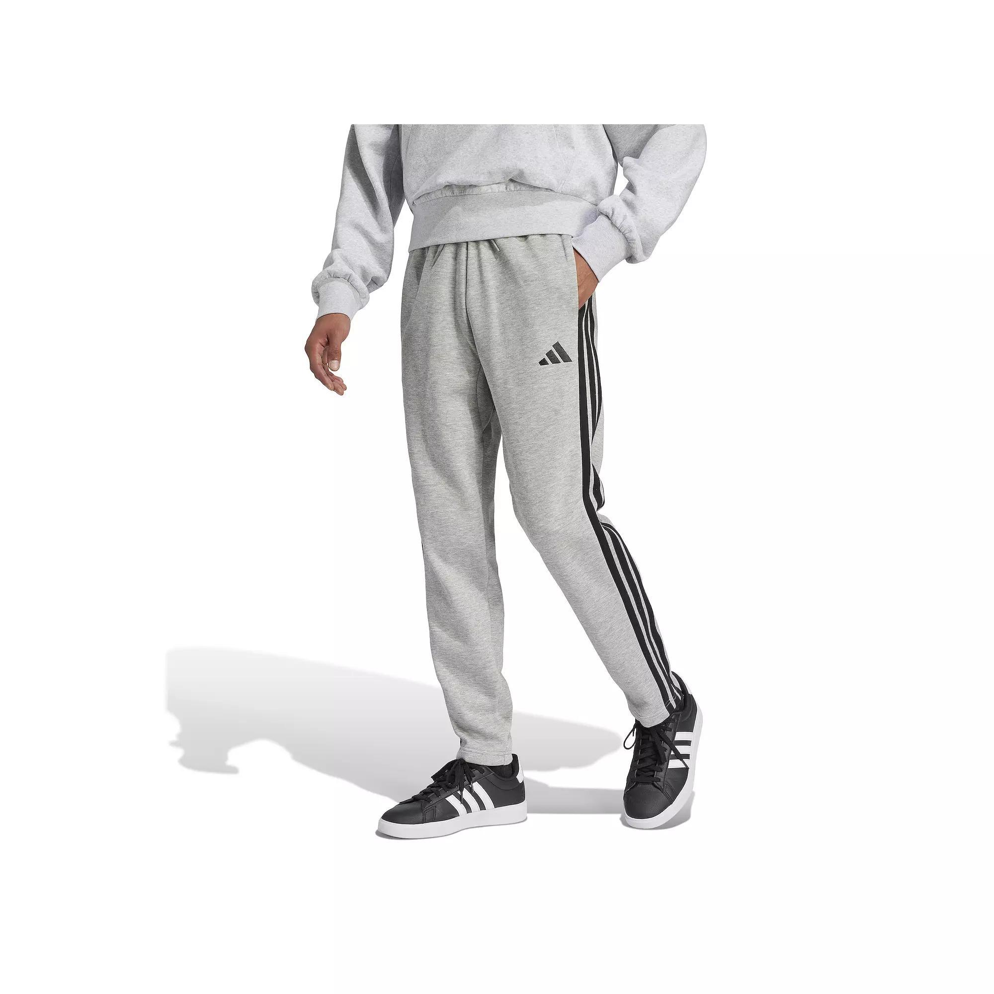 Men's adidas Essentials 3-Stripes Fleece Sportswear Sweatpants, Size: XXL, Medium Grey Grey Product Image