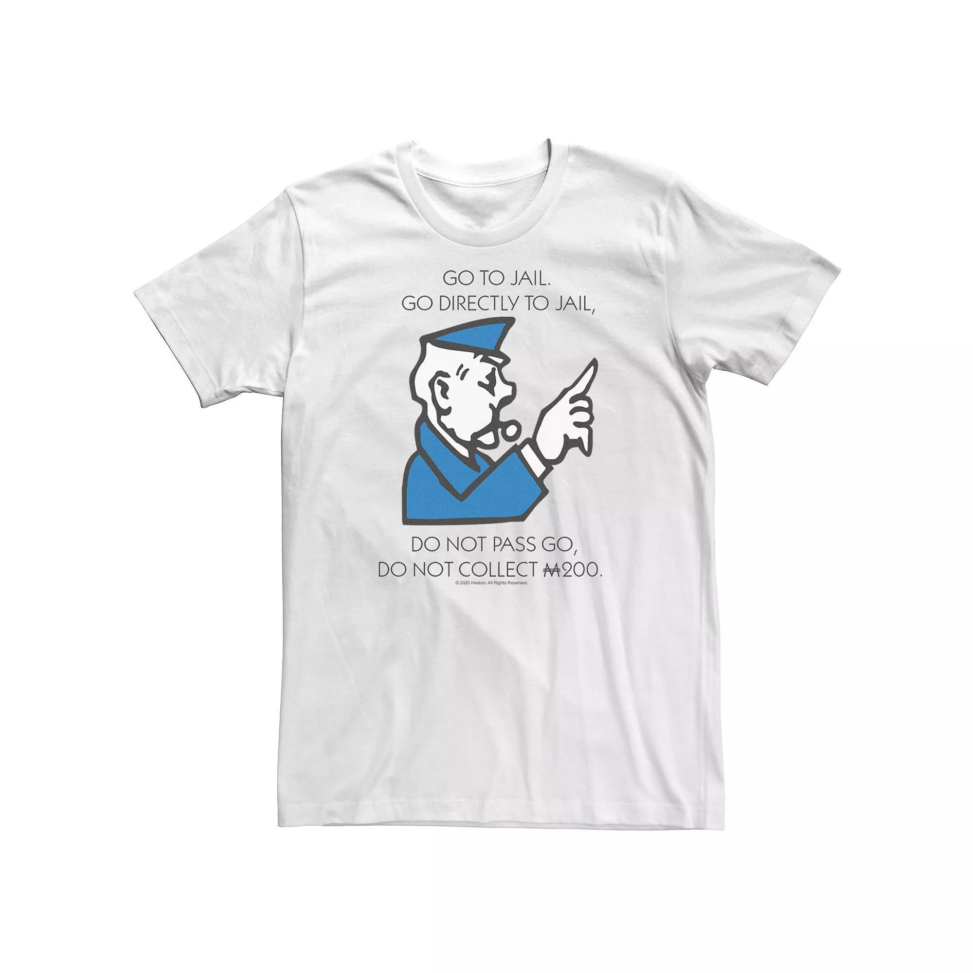 Big & Tall Monopoly Go Directly To Jail Tee, Men's, Size: 3XL Tall, White Product Image