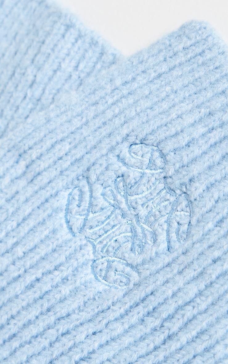 PRETTYLITTLETHING Blue Rib Logo Scarf Product Image