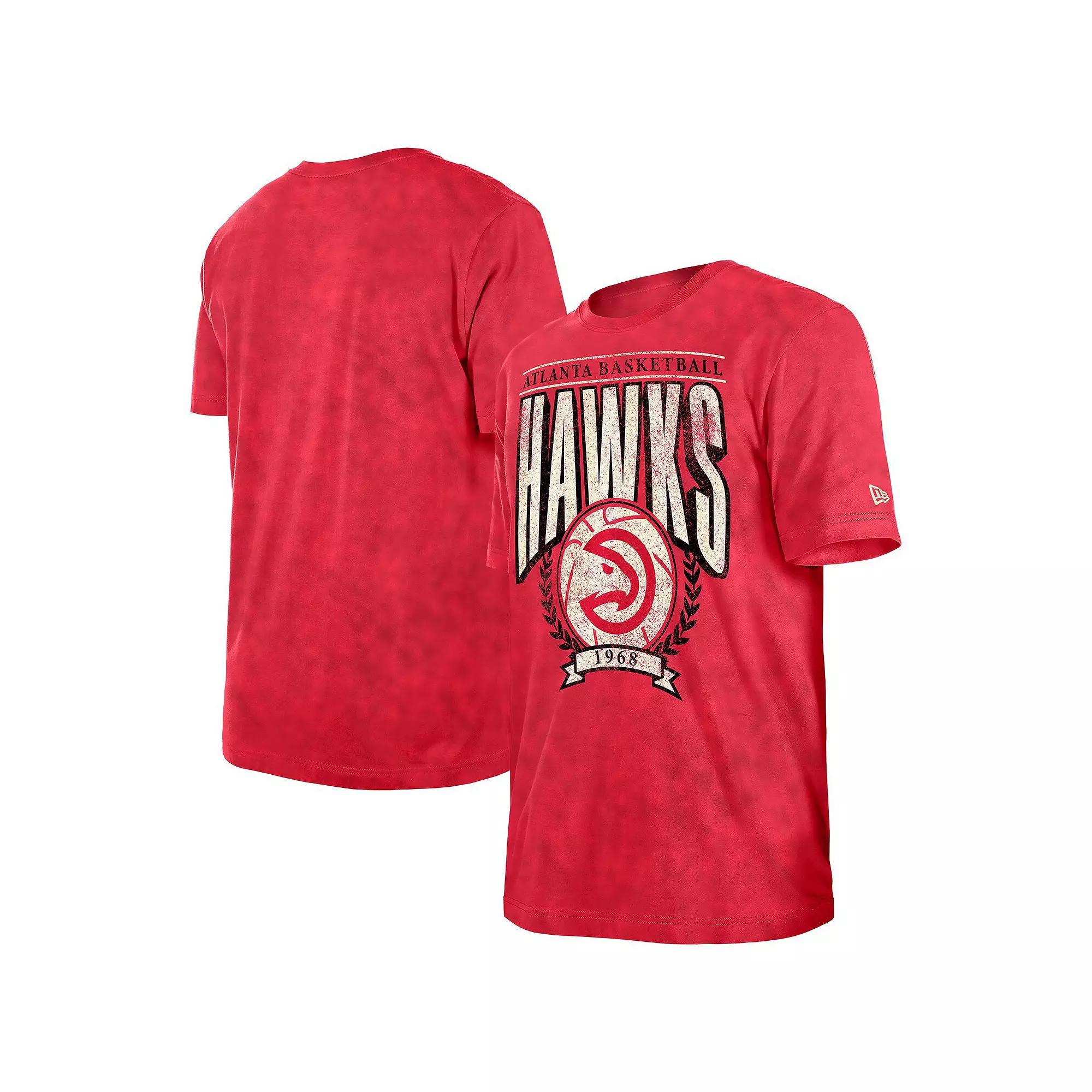 Men's New Era  Red Atlanta Hawks Hardwood Classics Oversized Boxy Mineral Wash T-Shirt, Size: 2XL Product Image