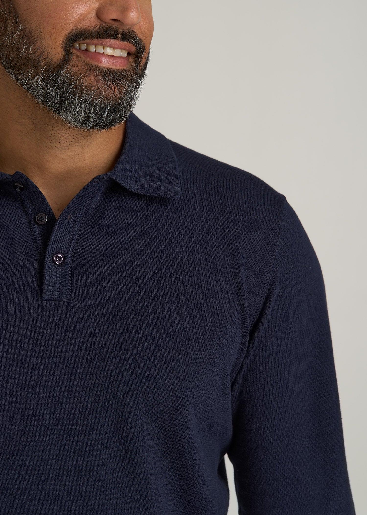 Men’s Tall Polo Sweater in Evening Blue Male Product Image