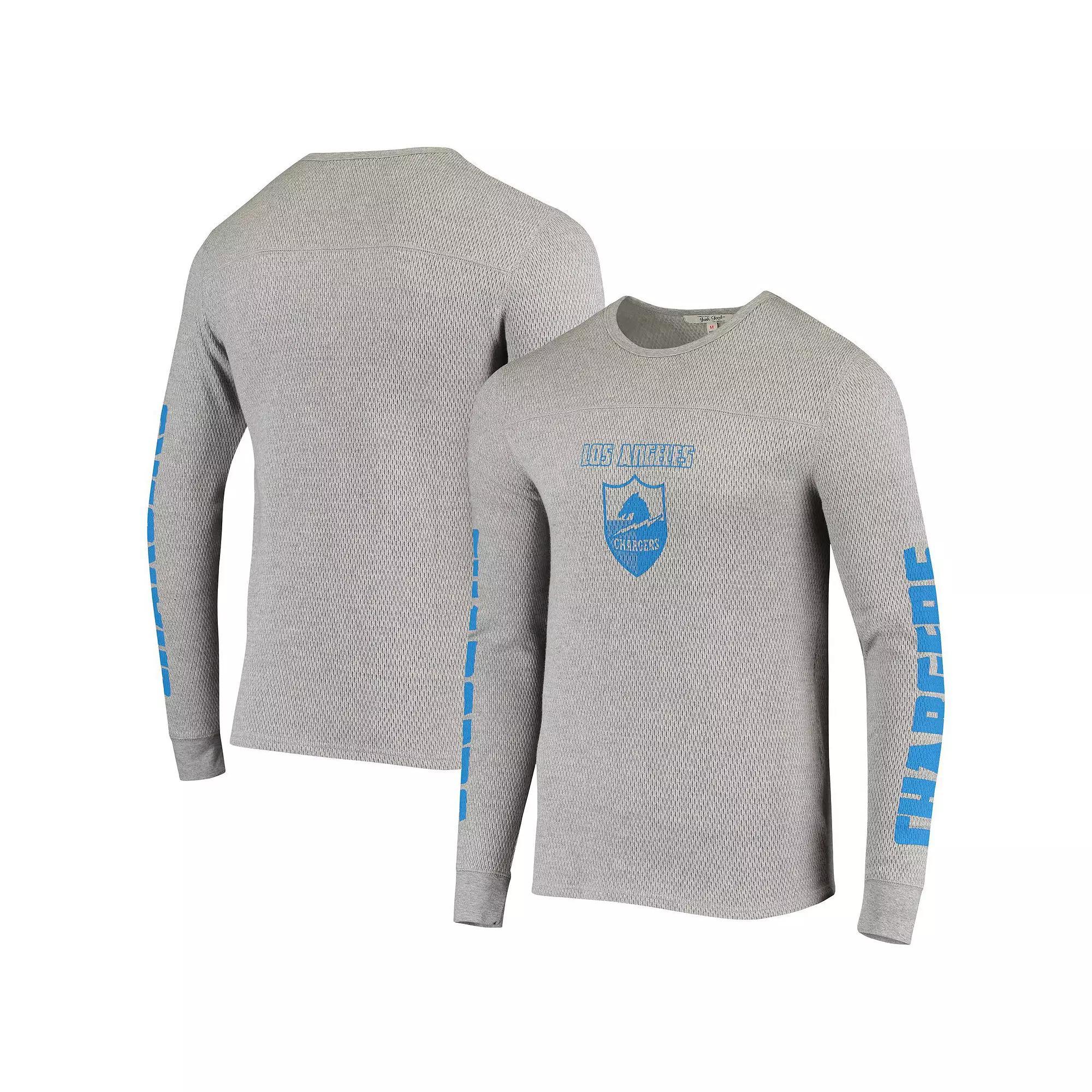 Men's Junk Food Heathered Gray Los Angeles Chargers Heavyweight Thermal Long Sleeve T-Shirt, Size: Small, Grey Product Image